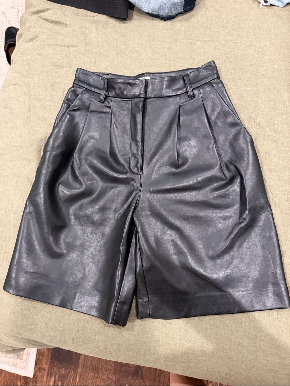 Wilfred Faux Leather High-Waist Shorts